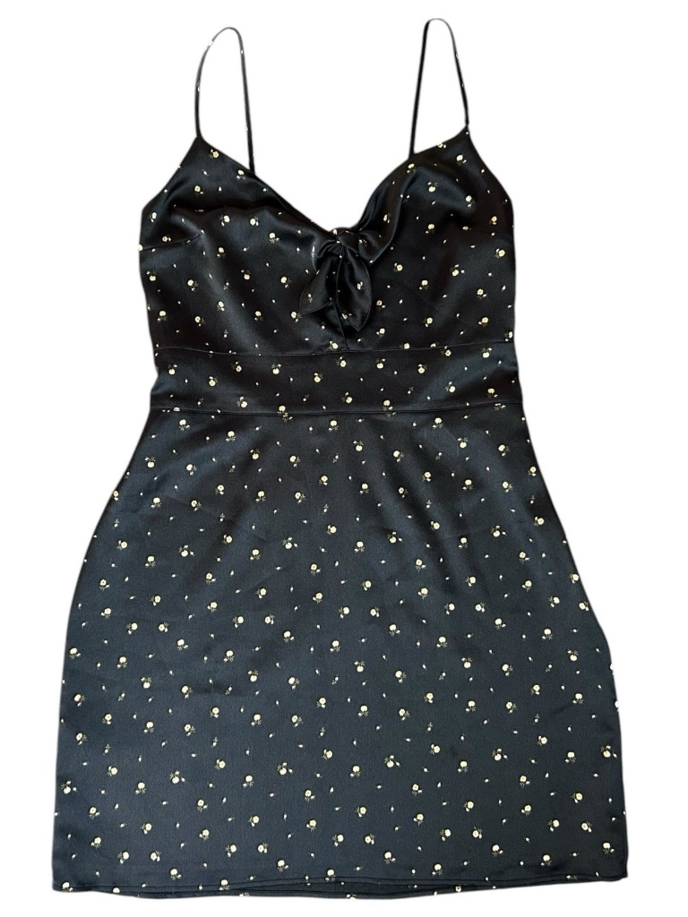 Abercrombie & Fitch Tie-Front Satin Mini Dress Reformation Black Medium NWOT Y2K